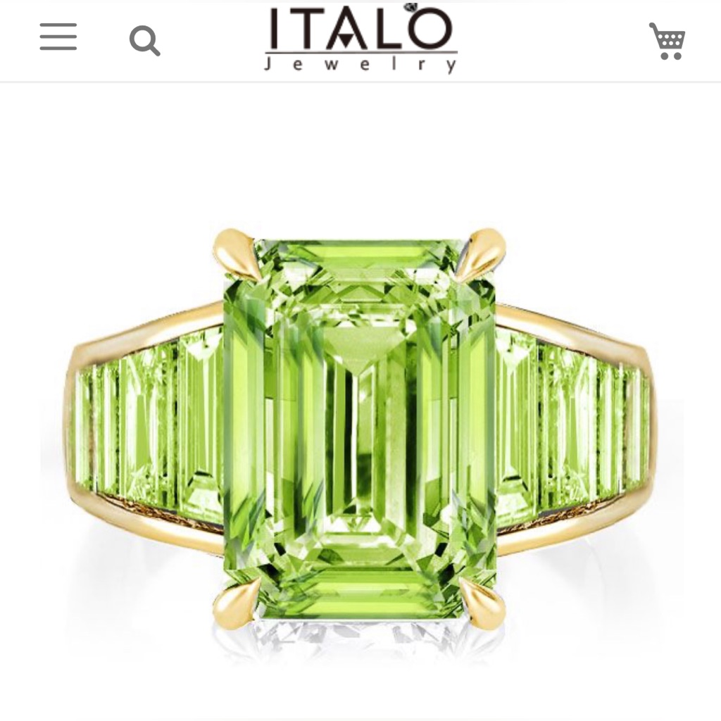 Italo Emerald Cut Peridot Engagement Ring In Sterling Silver